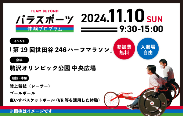 パラスポーツ体験プログラム【11/10 「第１９回世田谷２４６ハーフマラソン」（世田谷区）】